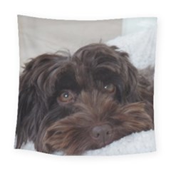 Laying In Dog Bed Square Tapestry (large) by pauchesstore