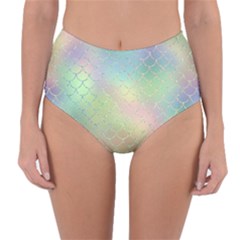 Pastel Mermaid Sparkles Reversible High-waist Bikini Bottoms by retrotoomoderndesigns