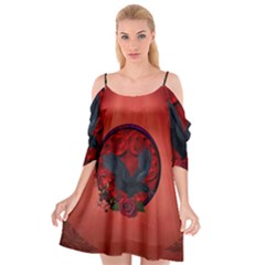 The Crow With Roses Cutout Spaghetti Strap Chiffon Dress by FantasyWorld7