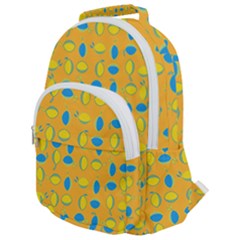 Lemons Ongoing Pattern Texture Rounded Multi Pocket Backpack by Mariart