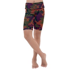 Camouflage Orange Kids  Lightweight Velour Cropped Yoga Leggings by snowwhitegirl