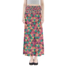 Retro Orange Green Geometric Pattern Full Length Maxi Skirt by snowwhitegirl