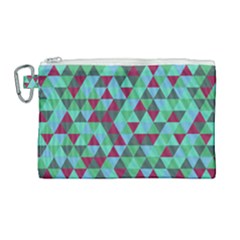 Retro Teal Green Geometric Pattern Canvas Cosmetic Bag (large) by snowwhitegirl