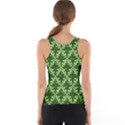 White Flowers Green Damask Tank Top View2