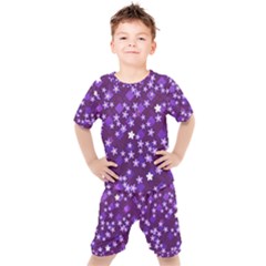 Textile Cross Pattern Square Kids  Tee And Shorts Set by Pakrebo