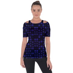 Neon Oriental Characters Print Pattern Shoulder Cut Out Short Sleeve Top by dflcprintsclothing