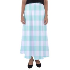 Mint Green Gingham Flared Maxi Skirt by retrotoomoderndesigns