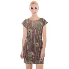 Peacock Feather Bird Exhibition Cap Sleeve Bodycon Dress by Pakrebo