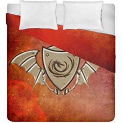 Wonderful Dragon On A Shield With Wings Duvet Cover Double Side (king Size) by FantasyWorld7