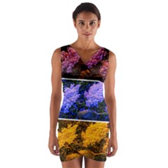 Primary Color Queen Anne s Lace Wrap Front Bodycon Dress by okhismakingart