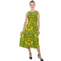 Texture Plant Herbs Green Midi Tie-Back Chiffon Dress View1