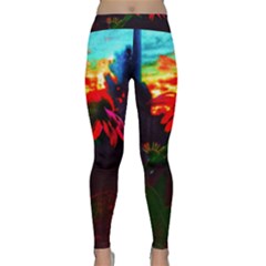 Neon Cone Flower Classic Yoga Leggings by okhismakingart