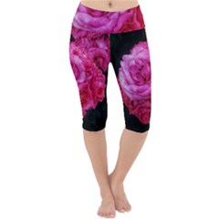 Bunches Of Roses (close Up) Lightweight Velour Cropped Yoga Leggings by okhismakingart