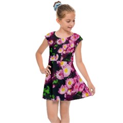 Pink Flower Bushes Kids  Cap Sleeve Dress by okhismakingart