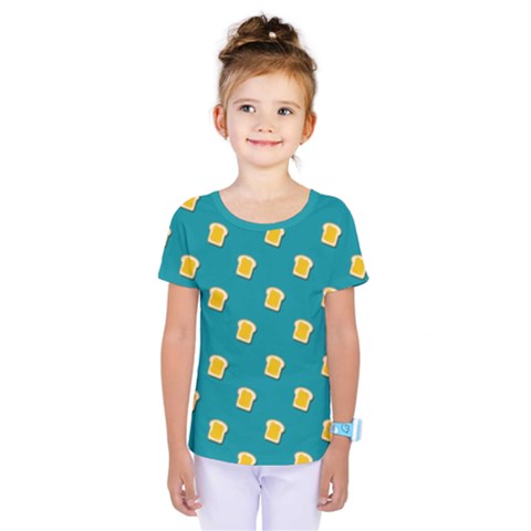 Toast With Cheese Pattern Turquoise Green Background Retro Funny Food Kids  One Piece Tee by genx