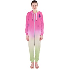 Watermelon Pastel Gradient Pink Watermelon Pastel Gradient Hooded Jumpsuit (ladies)  by genx