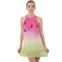 Watermelon Pastel Gradient Pink Watermelon Pastel Gradient Halter Tie Back Chiffon Dress View1