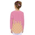 Ice Cream Pink melting background with beige cone Kids  Long Sleeve Tee View2