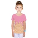 Ice Cream Pink melting background with beige cone Kids  One Piece Tee View1