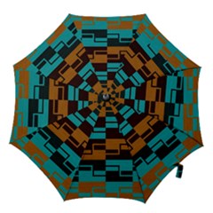 Illusion In Orange & Teal Hook Handle Umbrellas (large) by WensdaiAmbrose