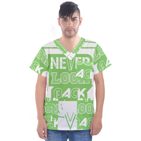 Never Look Back Men s V-neck Scrub Top by Melcu