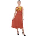 Pizza Topping funny modern yellow melting cheese and pepperonis Midi Tie-Back Chiffon Dress View1