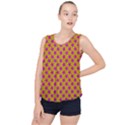 Pink Stars Pattern On Yellow Bubble Hem Chiffon Tank Top View1