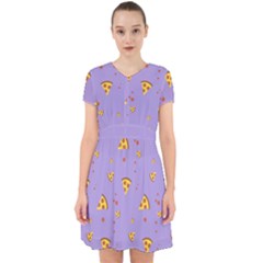 Pizza Pattern Violet Pepperoni Cheese Funny Slices Adorable In Chiffon Dress by genx