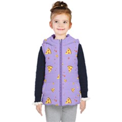 Pizza Pattern Violet Pepperoni Cheese Funny Slices Kids  Hooded Puffer Vest by genx