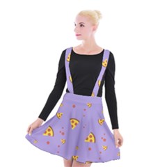 Pizza Pattern Violet Pepperoni Cheese Funny Slices Suspender Skater Skirt by genx