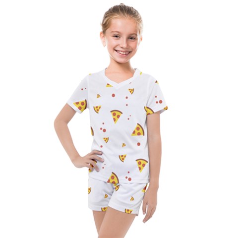 Pizza Pattern Pepperoni Cheese Funny Slices Kids  Mesh Tee And Shorts Set by genx