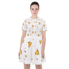 Pizza Pattern Pepperoni Cheese Funny Slices Sailor Dress by genx