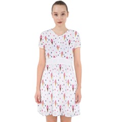 Ice Cream Cones Watercolor With Fruit Berries And Cherries Summer Pattern Adorable In Chiffon Dress by genx