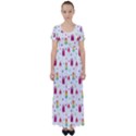 Popsicle Juice Watercolor with fruit berries and cherries summer pattern High Waist Short Sleeve Maxi Dress View1