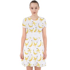 Yellow Banana And Peels Pattern With Polygon Retro Style Adorable In Chiffon Dress by genx