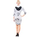 Pigs Handrawn Black And White Square13k Black Pattern Skull Bats Vintage K Quarter Sleeve Hood Bodycon Dress View2