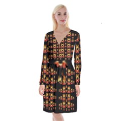 Sweets And  Candy As Decorative Long Sleeve Velvet Front Wrap Dress by pepitasart