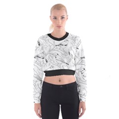 Birds Hand Drawn Outline Black And White Vintage Ink Cropped Sweatshirt by genx