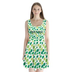 Leaves Green Modern Pattern Naive Retro Leaf Organic Split Back Mini Dress  by genx