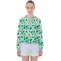 Leaves Green Modern Pattern Naive Retro Leaf Organic Women s Tie Up Sweat by genx