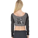 Odin on his Throne with ravens wolf on black stone texture Long Sleeve Crop Top View2