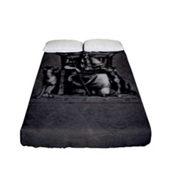 Odin On His Throne With Ravens Wolf On Black Stone Texture Fitted Sheet (full/ Double Size) by snek