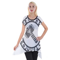 Thor Hammer With Runes Valhalla Tristella Viking Norse Mythology Mjolnir  Short Sleeve Side Drop Tunic by snek