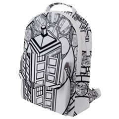 Bad Wolf Tardis Art Drawing Doctor Who Flap Pocket Backpack (small) by Sudhe