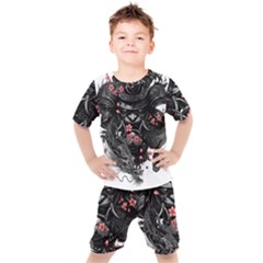 Sleeve Tattoo  Samurai Kids  Tee And Shorts Set by Sudhe