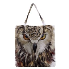 Vector Hand Painted Owl Grocery Tote Bag by Sudhe