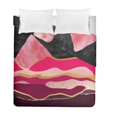 Pink And Black Abstract Mountain Landscape Duvet Cover Double Side (full/ Double Size) by charliecreates