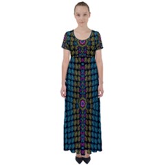 Glass Balls And Flower Sunshine High Waist Short Sleeve Maxi Dress by pepitasart