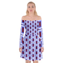 Abstract Square Illustrations Background Off Shoulder Skater Dress by Pakrebo