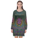 The  Only Way To Freedom And Dignity Ornate Long Sleeve Chiffon Shift Dress  View1